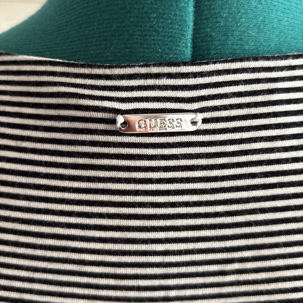 GUESS Striped Black and White Women's Top - Picture 5 of 9